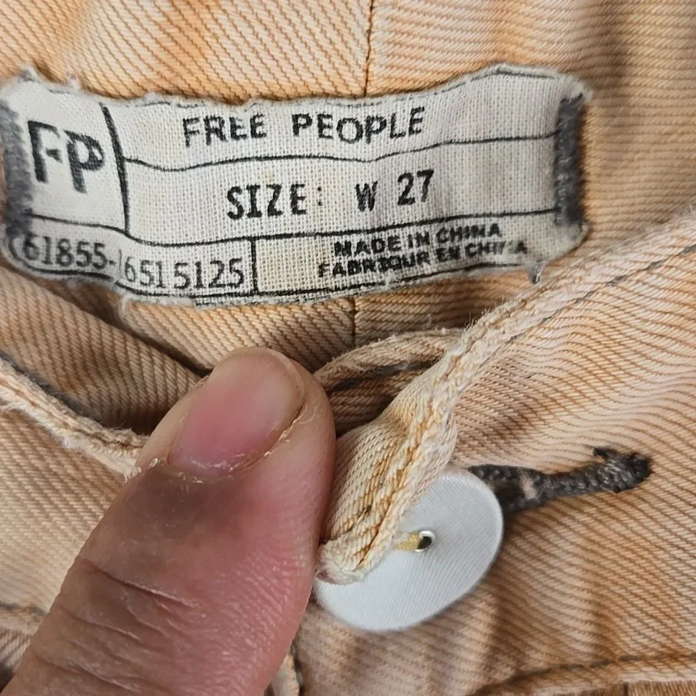 Free People Women's Tan‎ Low Rise Denim Jeans Tapered Spring Boho Skinny Sz 28
